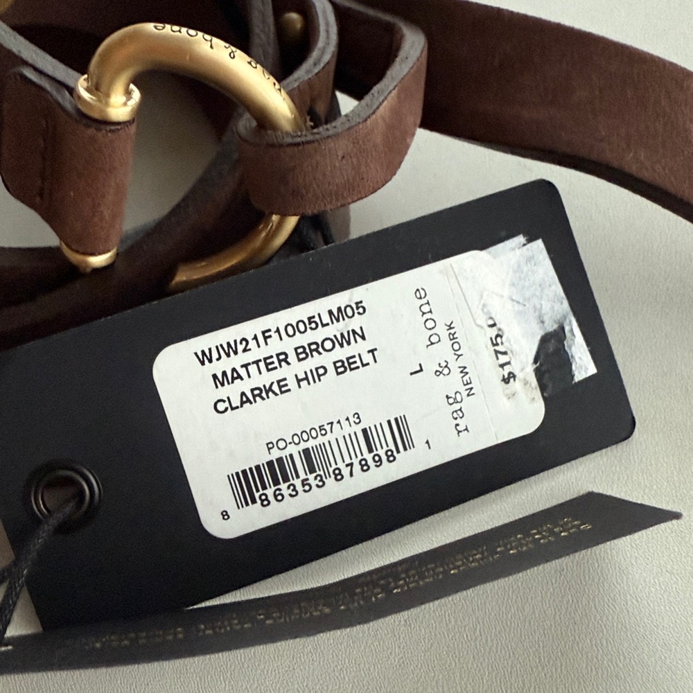 rag & bone Brown Leather Hip Belt with Gold Buckle - Picture 2 of 6